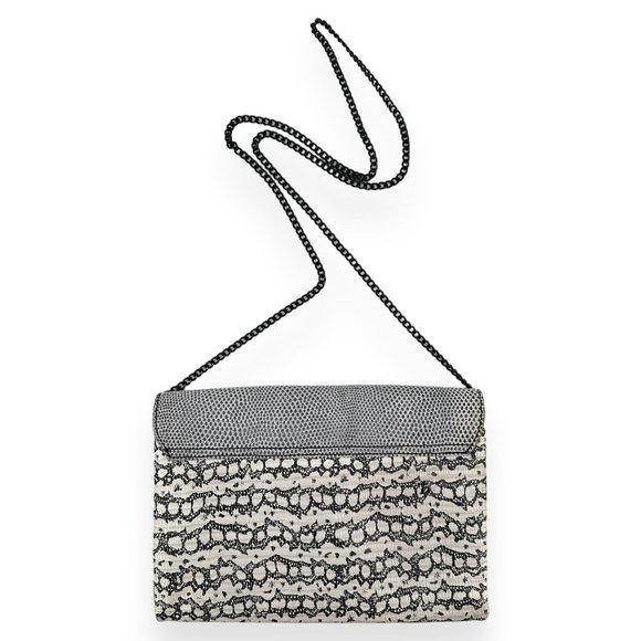 Loeffler Randall White Reptile Pattern Leather Envelope Crossbody Bag - Picture 3 of 14